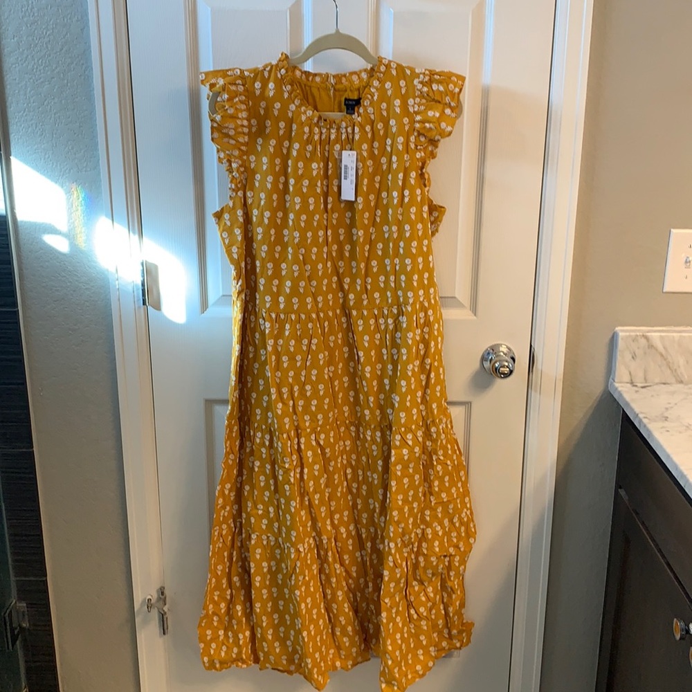 JCrew NWT tiered floral embroidered midi dress